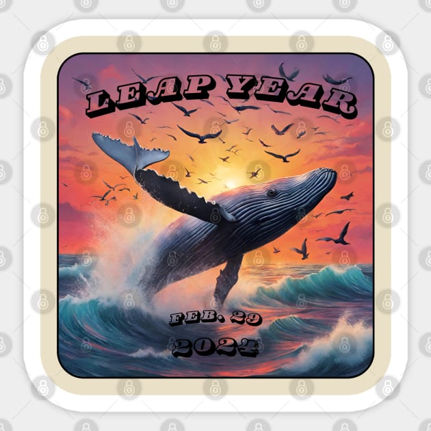 Leap Year and a leaping whale Sticker by Spacetrap